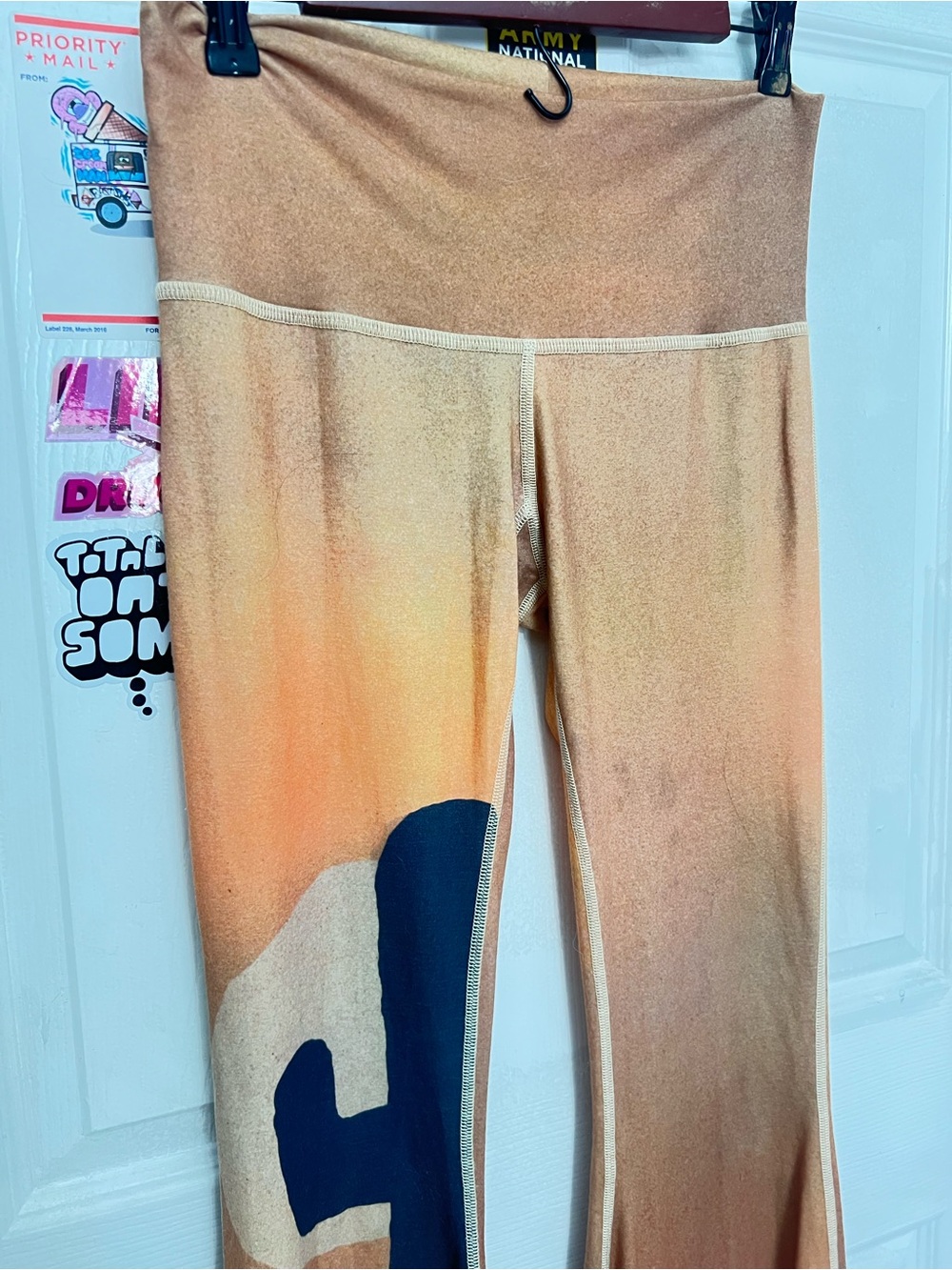 teeki Burnt Orange Leggings with Beige Trim (Made of recycled water bottles) - Picture 6 of 12